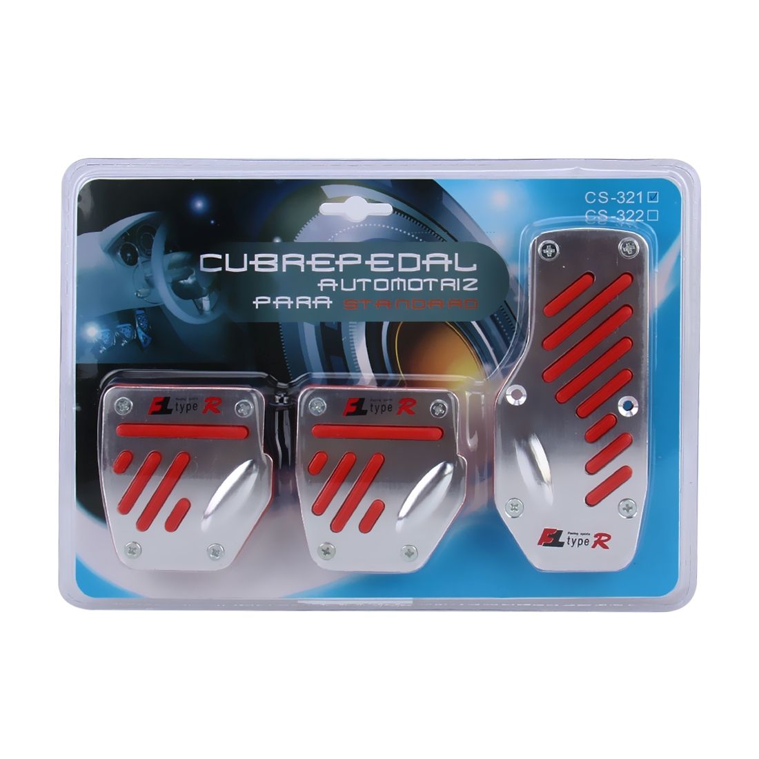 CS-321 3 In 1 Non-Slip Manual Car Truck Pedals Foot Brake Pad Cover Set (Red)
