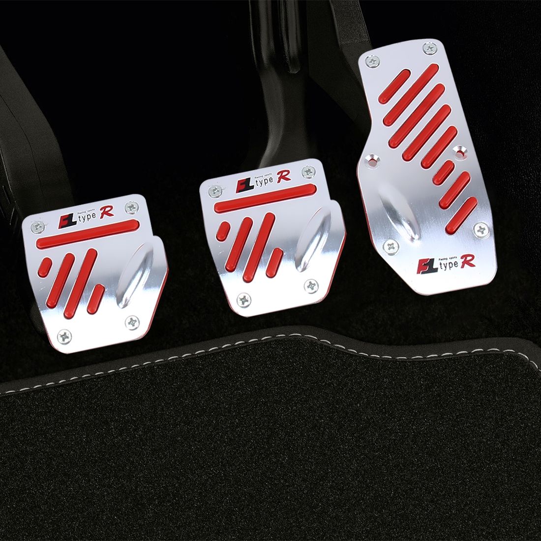 CS-321 3 In 1 Non-Slip Manual Car Truck Pedals Foot Brake Pad Cover Set (Red)