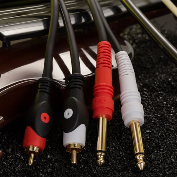 Dual RCA Male Connector To Dual 6.35MM Male Connector Cable