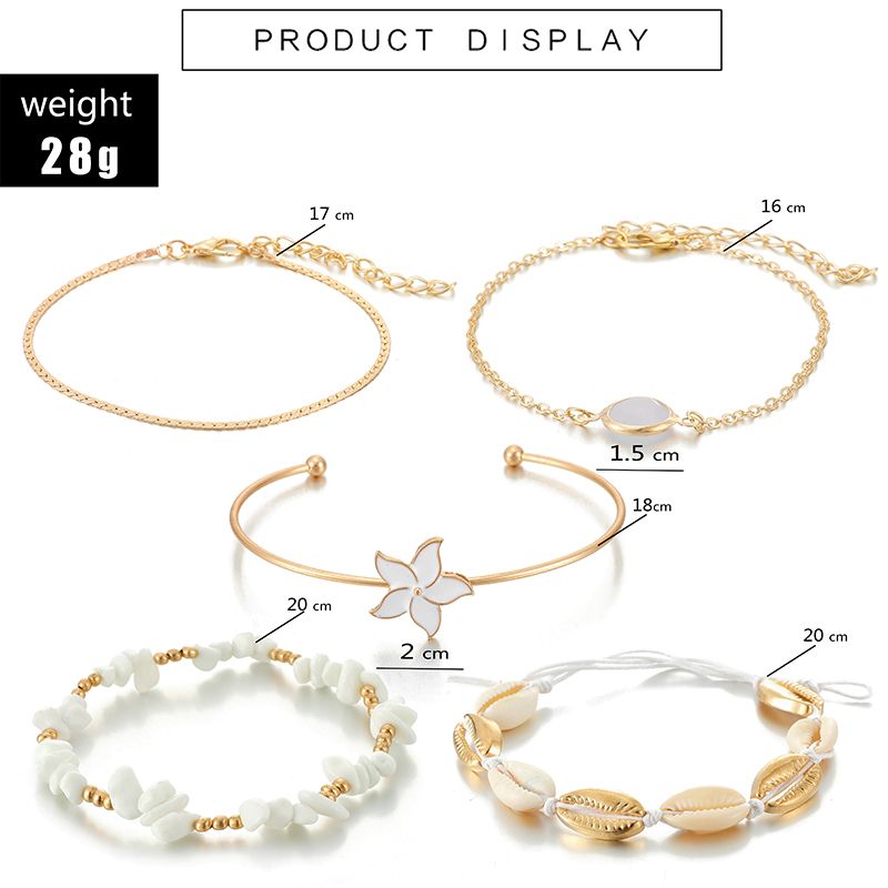 Natutal Stone Bead Lets For Women  Flowers Summer Shell Opeal Chain