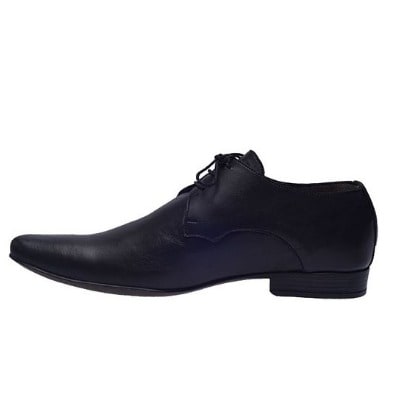 Pointed Toe Derby Patterned Low Ankle Shoe - Black