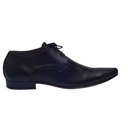 Pointed Toe Derby Patterned Low Ankle Shoe - Black