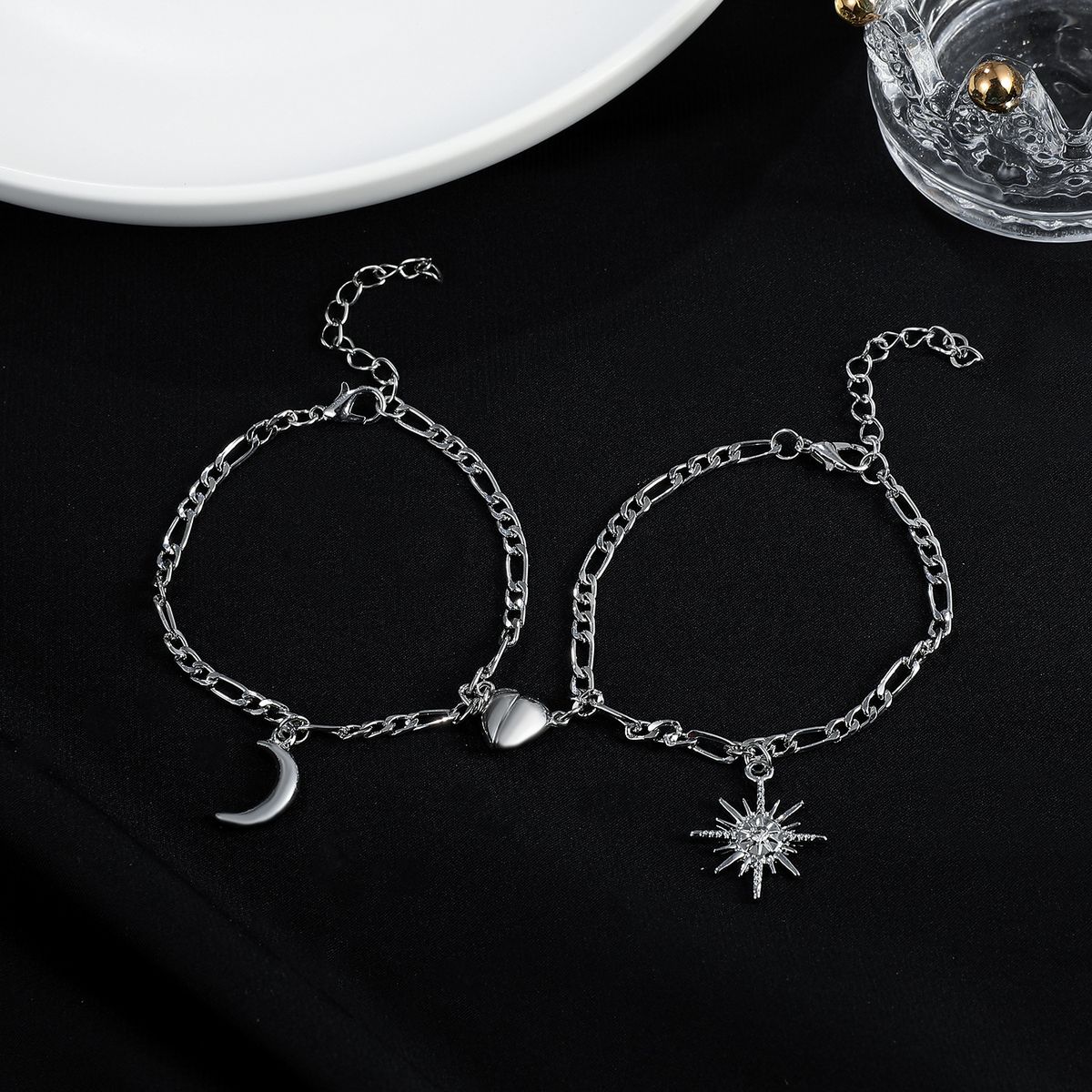 Exquisite Romantic Double Chain Love Magnetic Couple Matching Let Fashion
