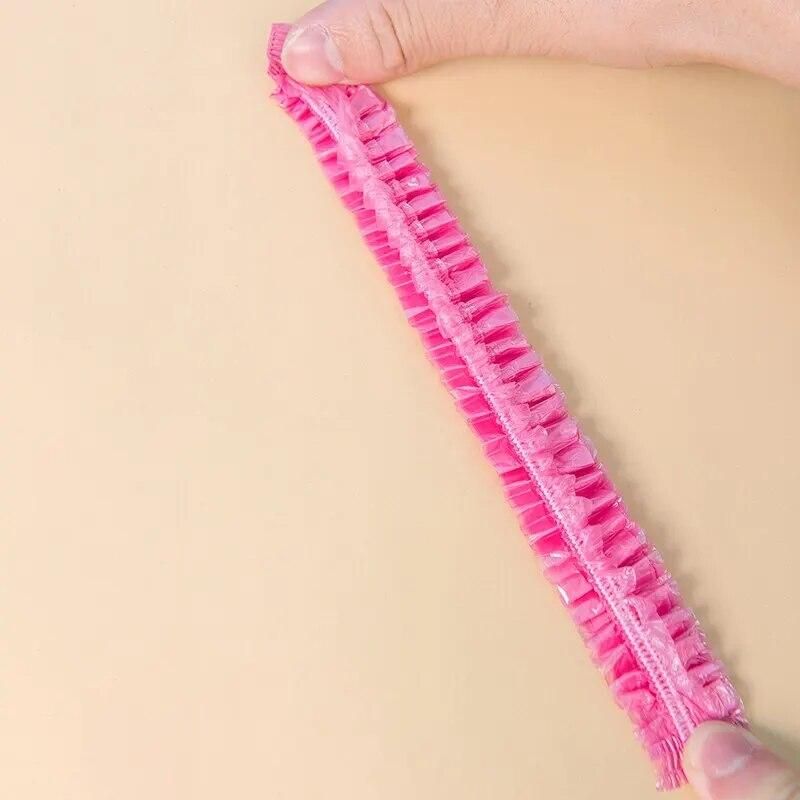 80pcs Shower Cap Head Cover Elastic Plastic Thickened Pink Round Cover Food Kitchen Bathroom Accessories Food Preservation Bag