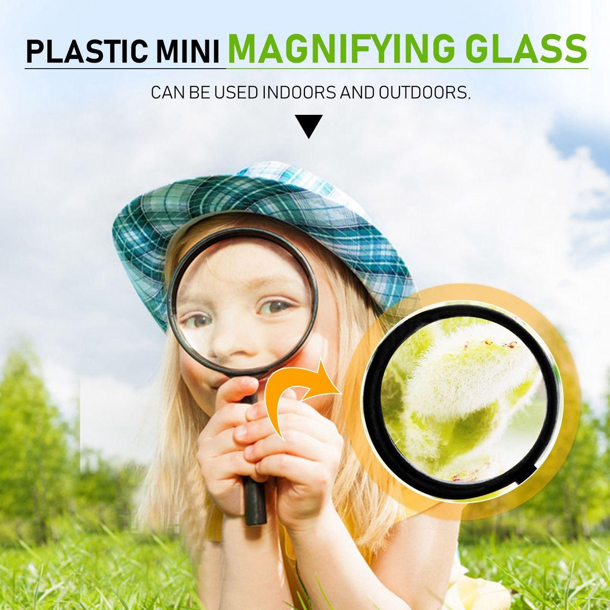 Kids Magnifying Glass 8 Pcs Plastic Handheld Mini Portable Magnifying Glass Small Children Magnifier Toys for Explorer