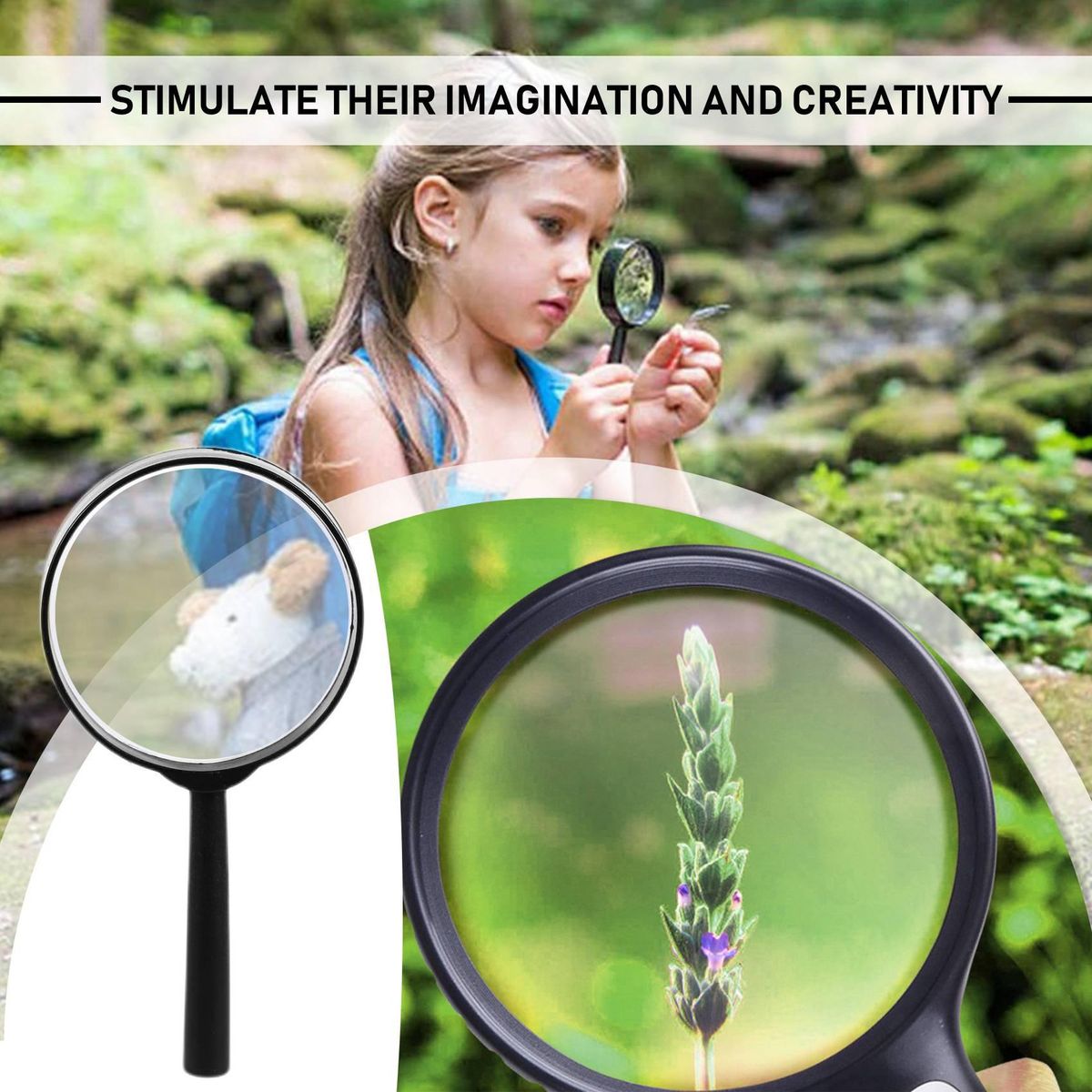 Kids Magnifying Glass 8 Pcs Plastic Handheld Mini Portable Magnifying Glass Small Children Magnifier Toys for Explorer