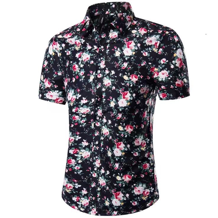 {MijaGrace} Men's Casual Floral Printed Shirt & Shorts 2 Piece Set - Wine Red