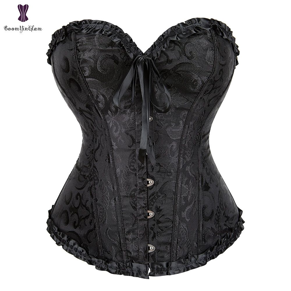 Pleated Corselet Overbust Women's Slimming Body Shapewear Lace Up-Black