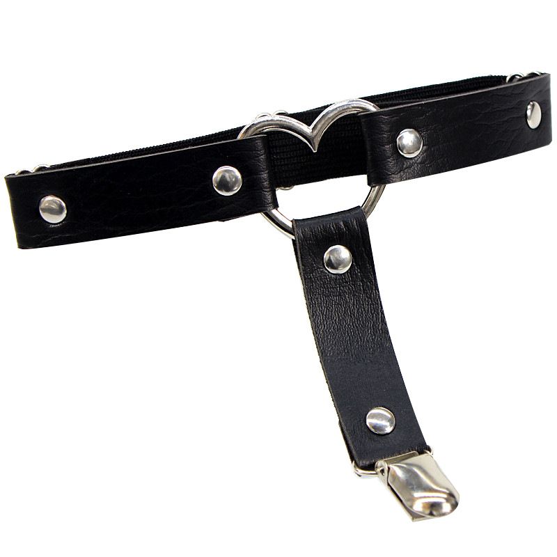Women Y Leather Thigh Garter Belt Pu Punk Elastic Harness-Black 1 Piece-Elastic Average Size