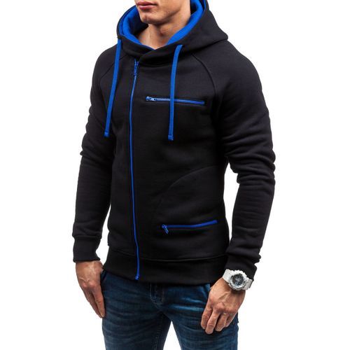 Men's Winter Thick Zipper Hoodie - Black