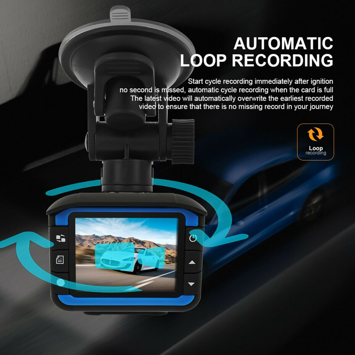 Car DVR Recorder With 2inch LCD Screen Speed Detector 720P