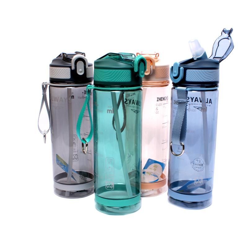 800ml Sports Water Bottle with straw For Camping Hiking Outdoor Plastic