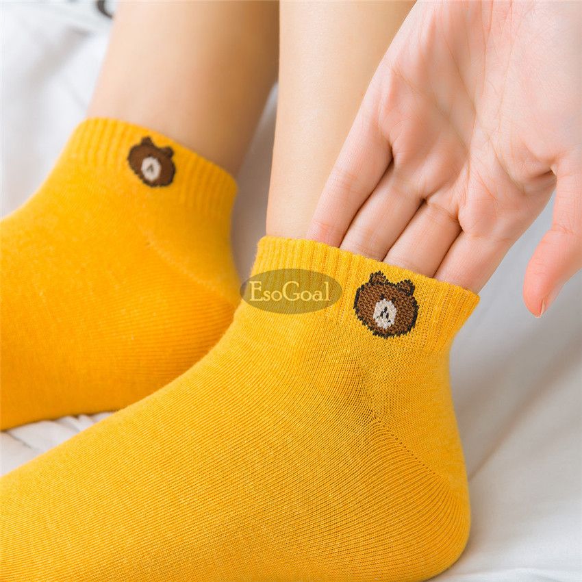 EsoGoal Fashion Women Socks Cute Cartoon Bear Short Socks