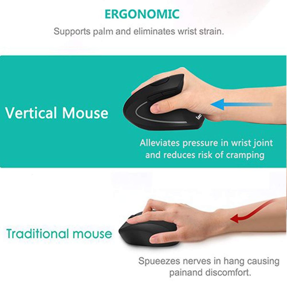 Rechargeable Optical Vertical Wireless Mouse Ergonomic Mouse