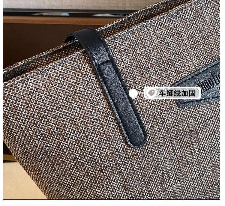 Ladies Tote Bag Knitted Fabric Women Handbag - Coffee Brown
