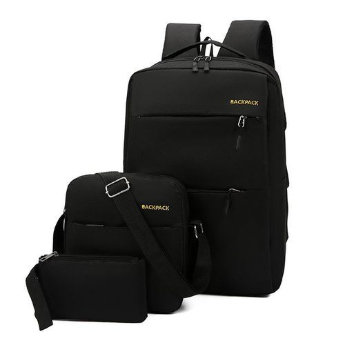3 In1 Multi Functional School Backpack With USB Slot-Black