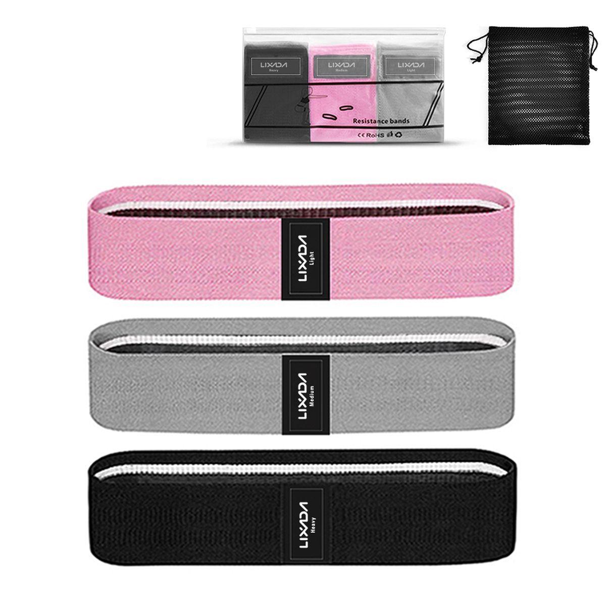 3PCS Non-slip Sports Exercise Resistance Loop Yoga Bands Set