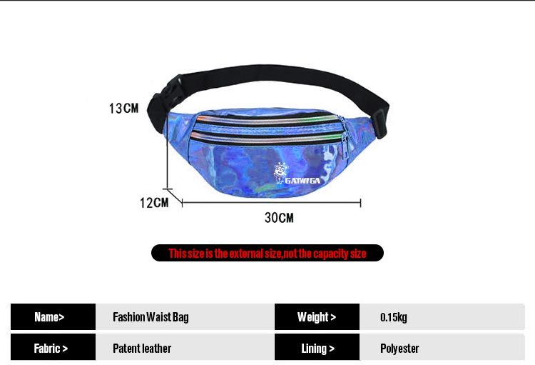 ,Varnish Leather/patent Leather Waist Packs Multifunctional Gadget Bag, Hiking, Cycling