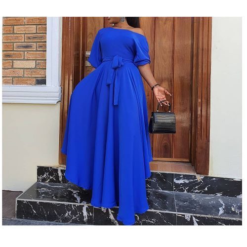 Maxi Asymmetric Gown For Ladies - Blue