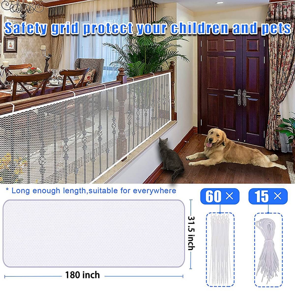 Stairway Net - Baby Safety Rail - Balcony Railing Guard