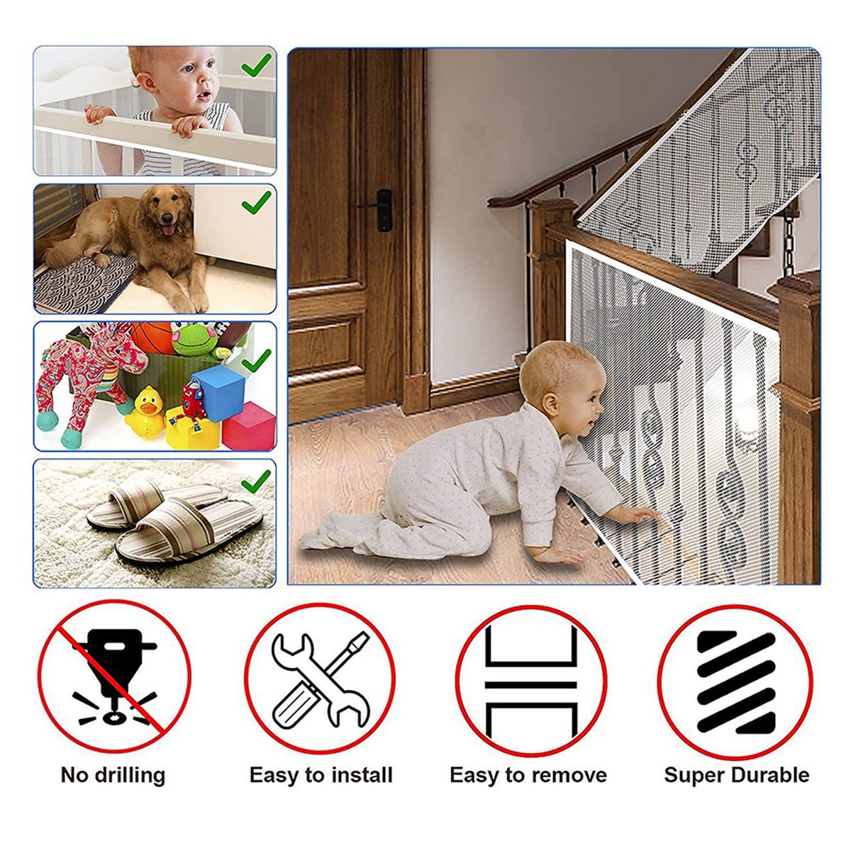Stairway Net - Baby Safety Rail - Balcony Railing Guard