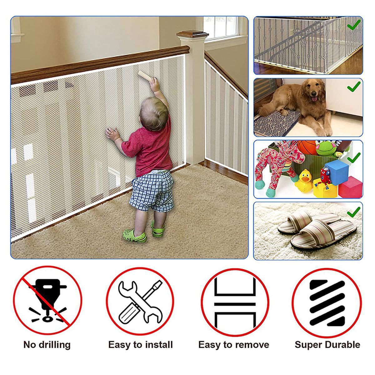 Stairway Net - Baby Safety Rail - Balcony Railing Guard