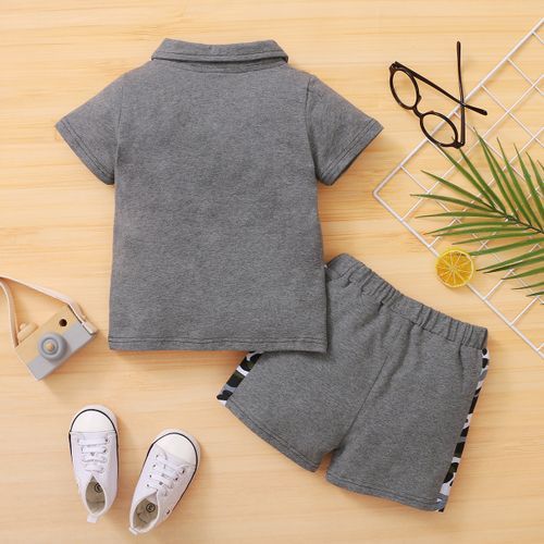 1-6Y Kid Boys Outfit Set Short Sleeves POLO Shirt With Bow + Shorts Pants