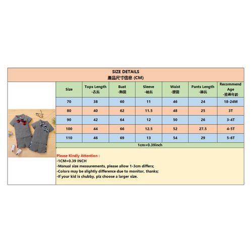 1-6Y Kid Boys Outfit Set Short Sleeves POLO Shirt With Bow + Shorts Pants