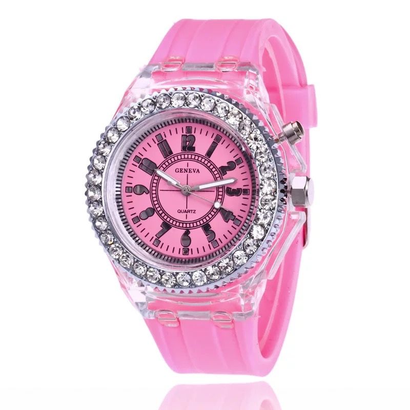 Geneva Pink Luxury Wristwatch With Night Light
