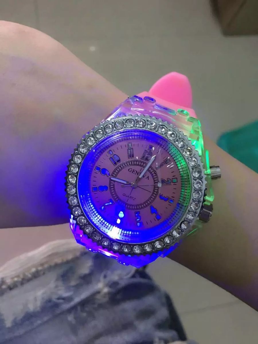 Geneva Pink Luxury Wristwatch With Night Light