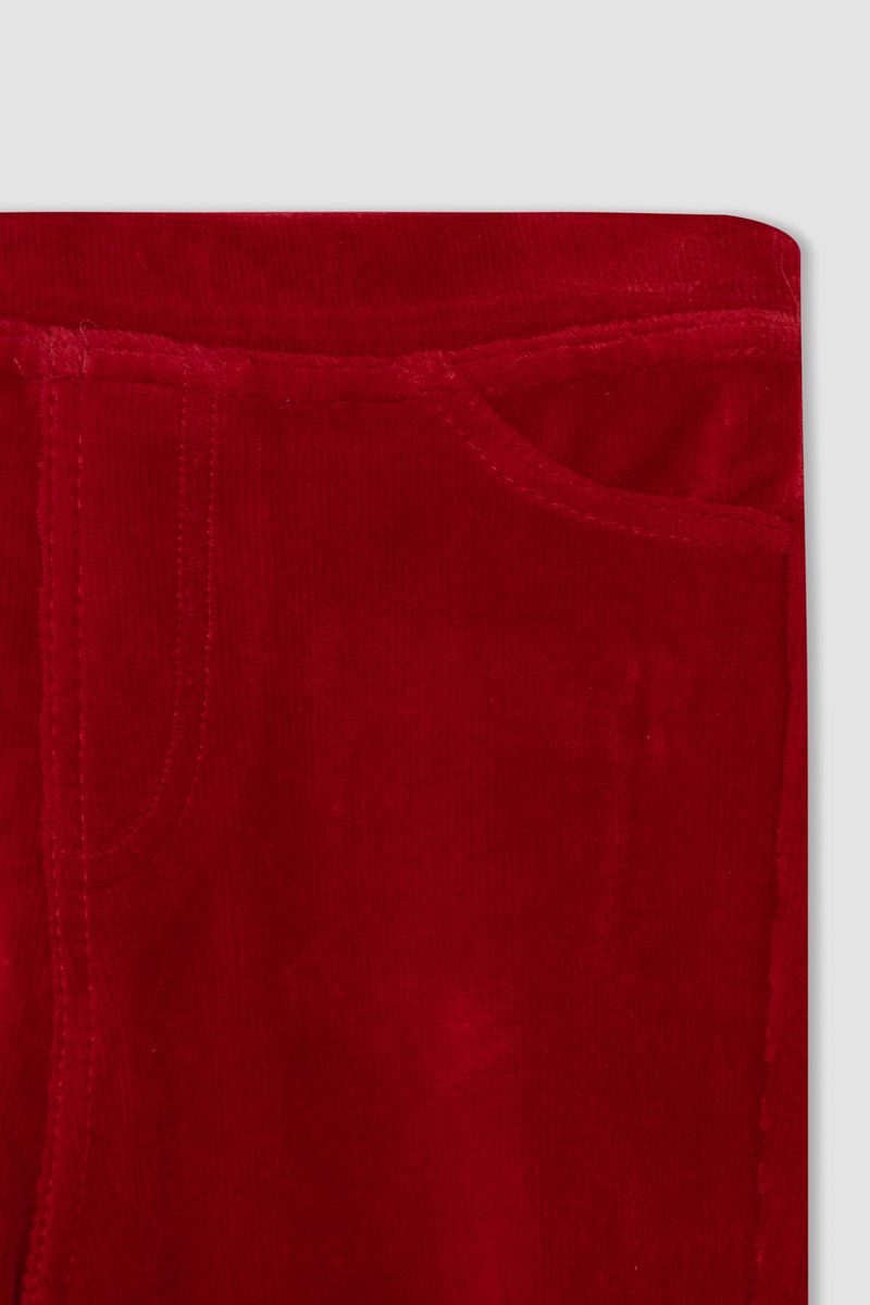 Girl Knitted Legging Fit Leggings -Red