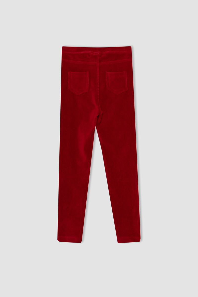 Girl Knitted Legging Fit Leggings -Red