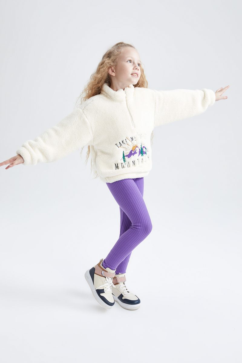 Girl Knitted Legging Fit Leggings -Purple