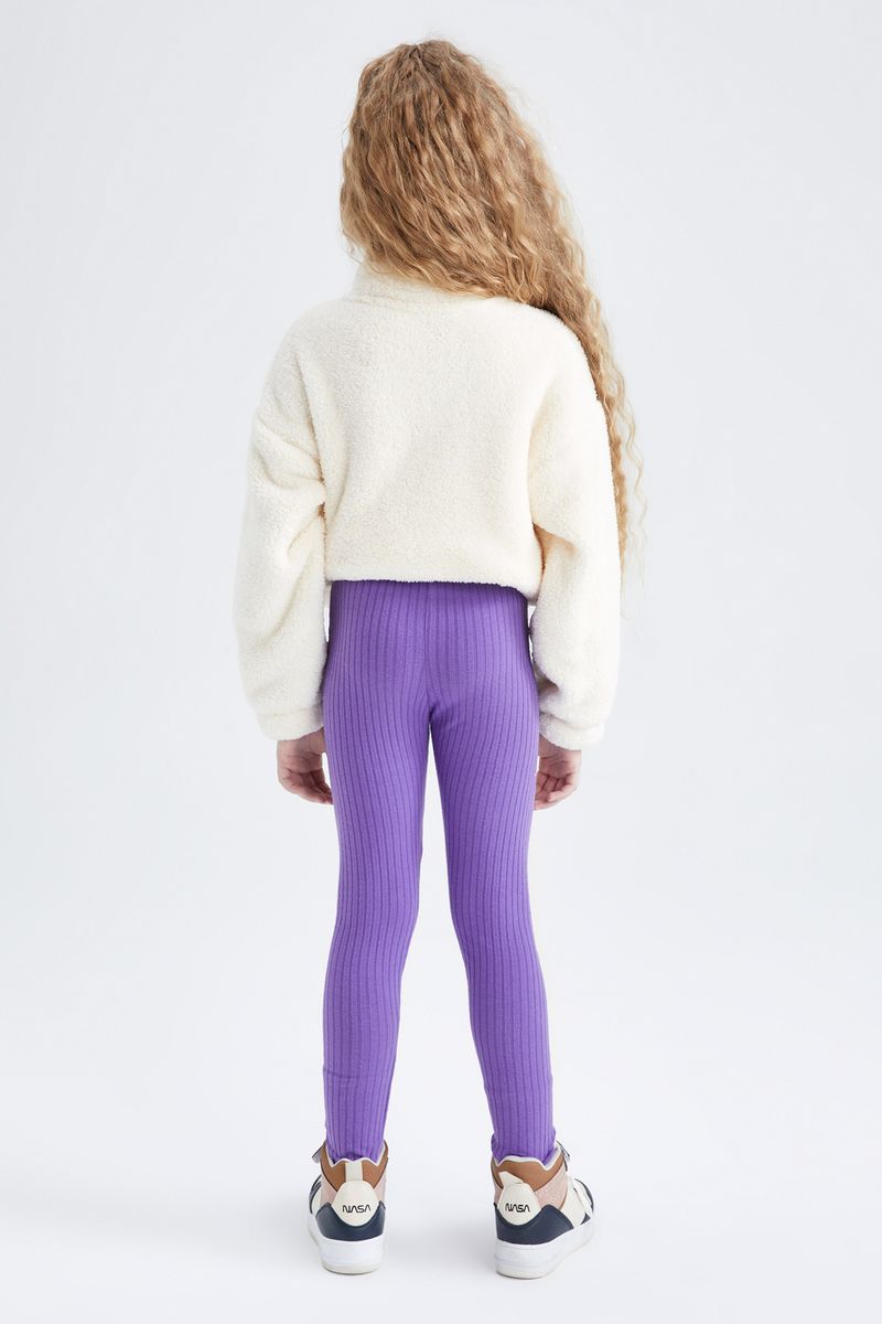 Girl Knitted Legging Fit Leggings -Purple