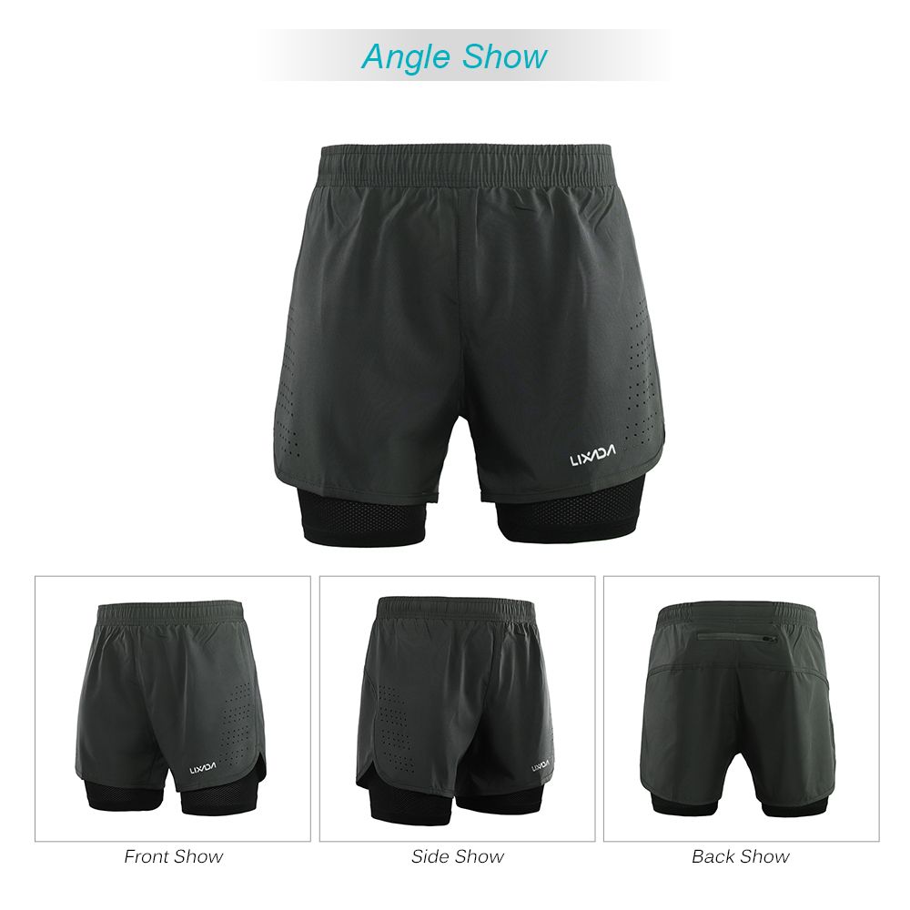 Men's Running Shorts Quick Dry Breathable With Liner - Dark Gray