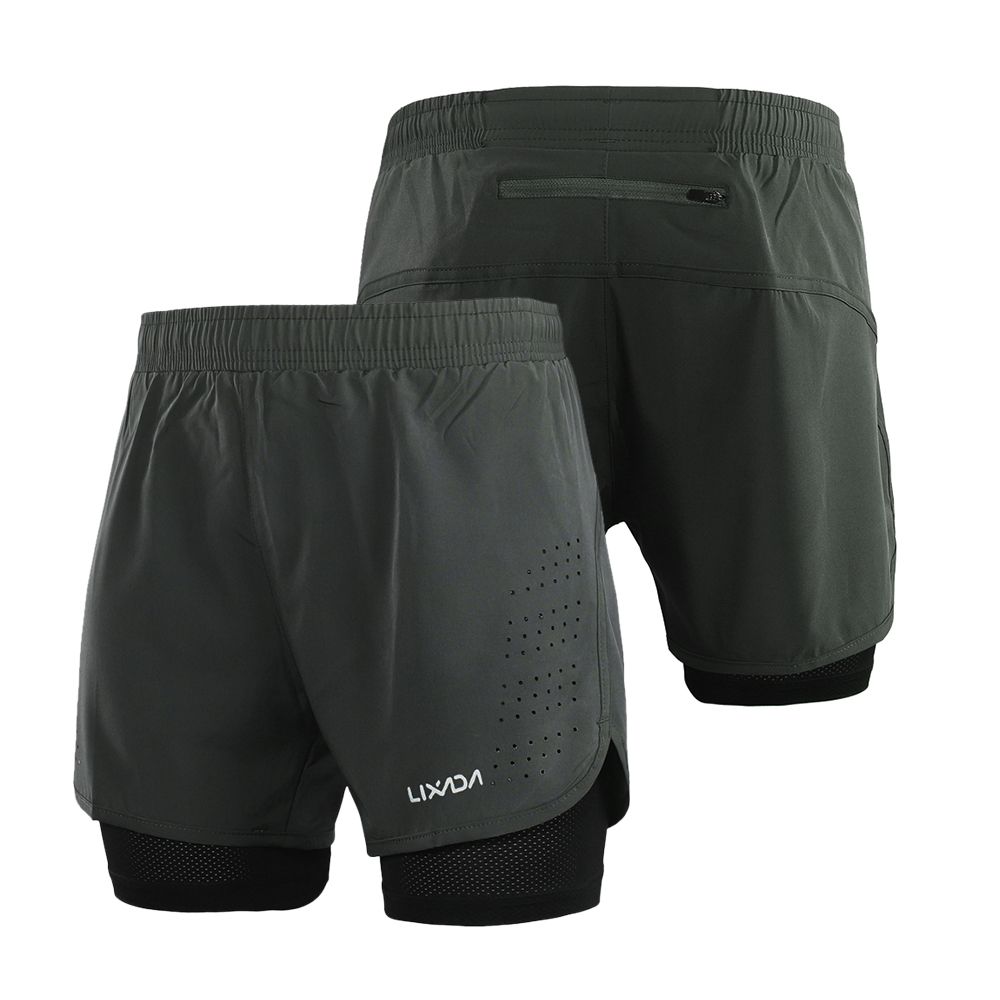 Men's Running Shorts Quick Dry Breathable With Liner - Dark Gray
