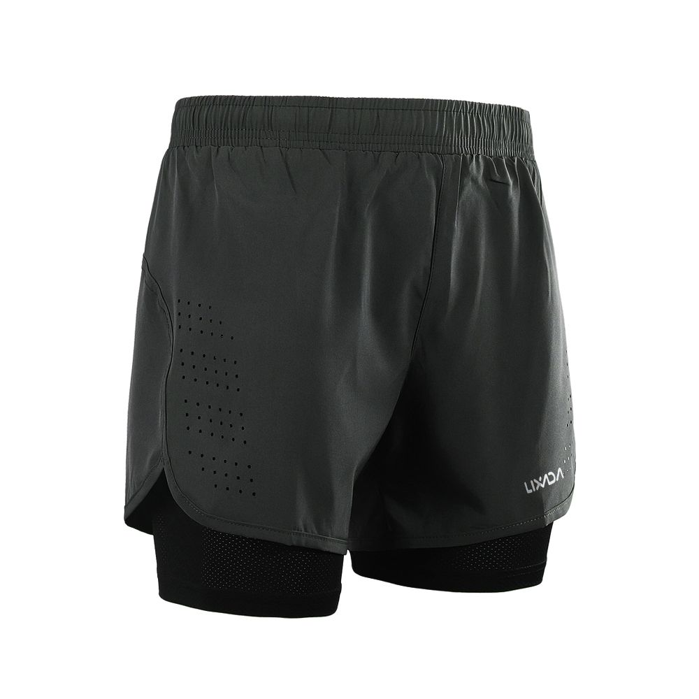 Men's Running Shorts Quick Dry Breathable With Liner - Dark Gray