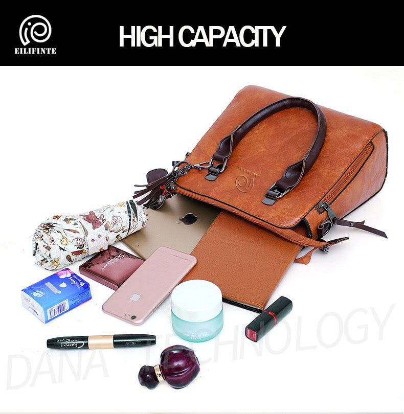 B11  4 In 1 Quality Stylish PU Handbag - Brown
