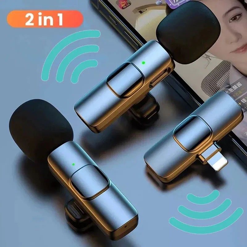 K9 Dual Wireless Microphone For IPhone & Android + IOS Adapter(Double Mic)