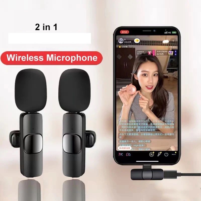 K9 Dual Wireless Microphone For IPhone & Android + IOS Adapter(Double Mic)