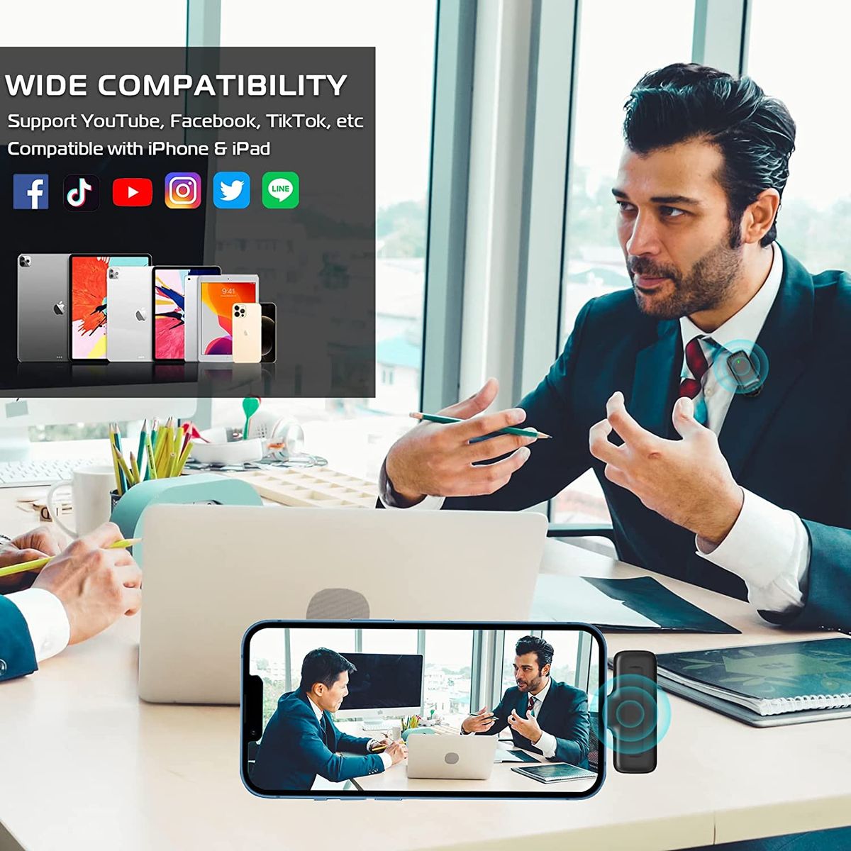 Wireless Lavalier Microphone, With Charging Case For IPhone And Android