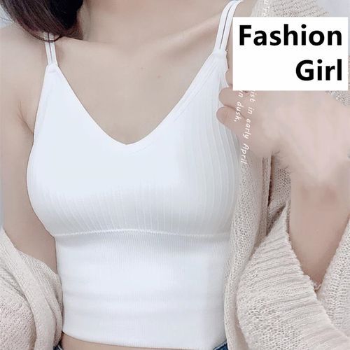 Tank Tops Thin Arm Vest Underwear Bra Ladies Clothing- White