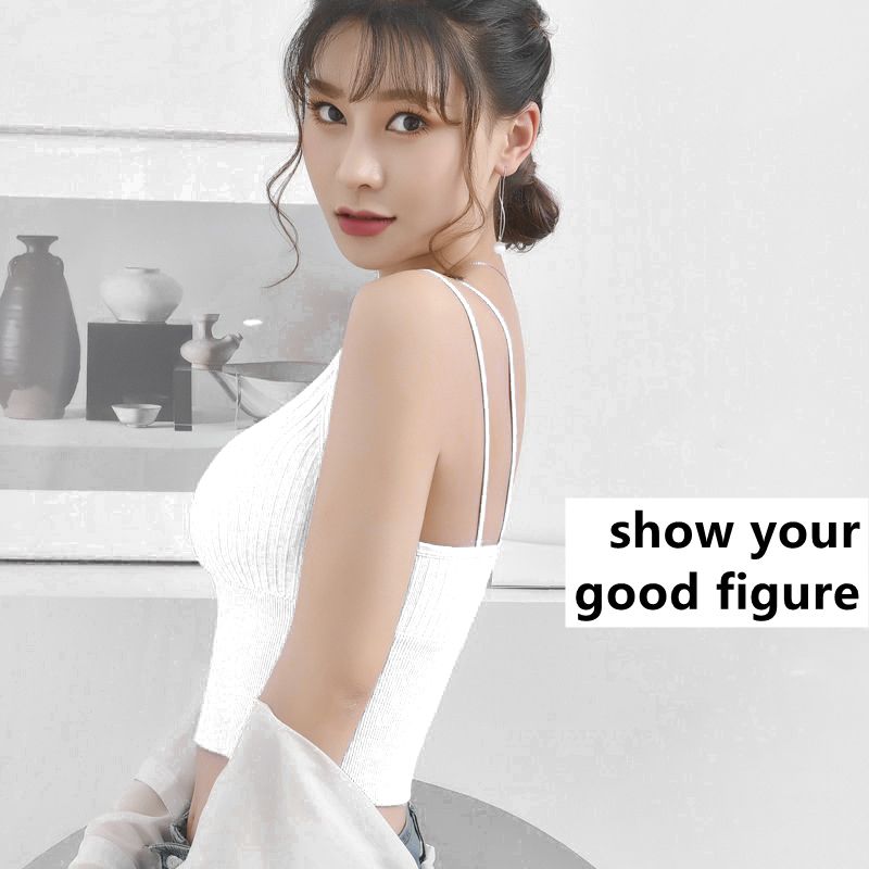 Tank Tops Thin Arm Vest Underwear Bra Ladies Clothing- White