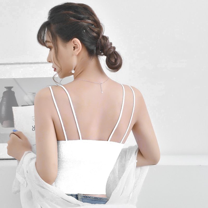 Tank Tops Thin Arm Vest Underwear Bra Ladies Clothing- White
