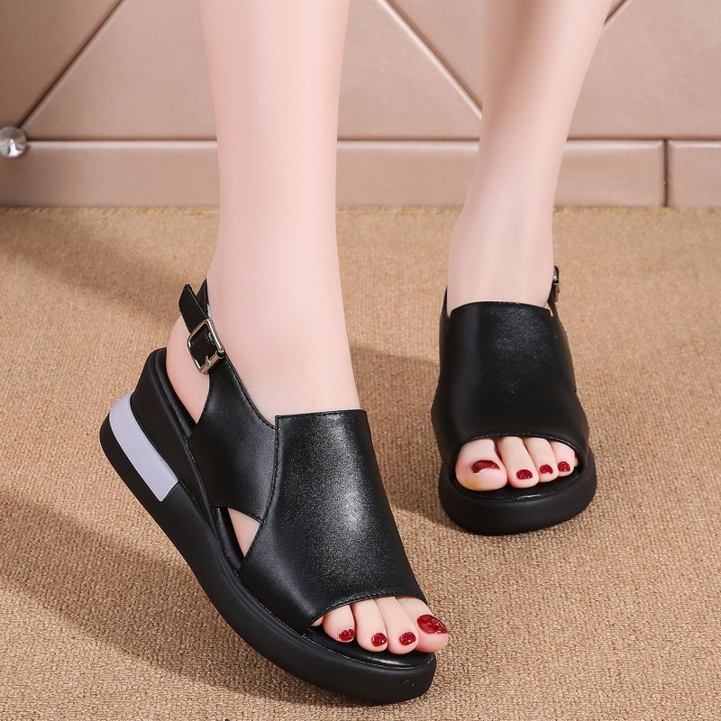 2022 Women's Fashion Wedge Sandals - Black