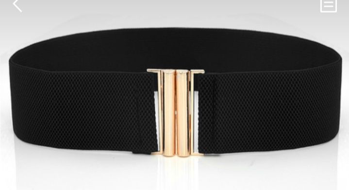 Women Waist Fashion Belt With Metal Buckle - Black