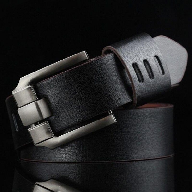 Vintage PU Leather Belt Men's Punk Cowboy Casual Pin Buckle Belt High New Quality Mens Belt For Jeans Long 110cm(Brown)