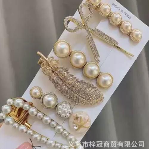 Glittering Rhinestone Hair Clips & Pearls Hairpins