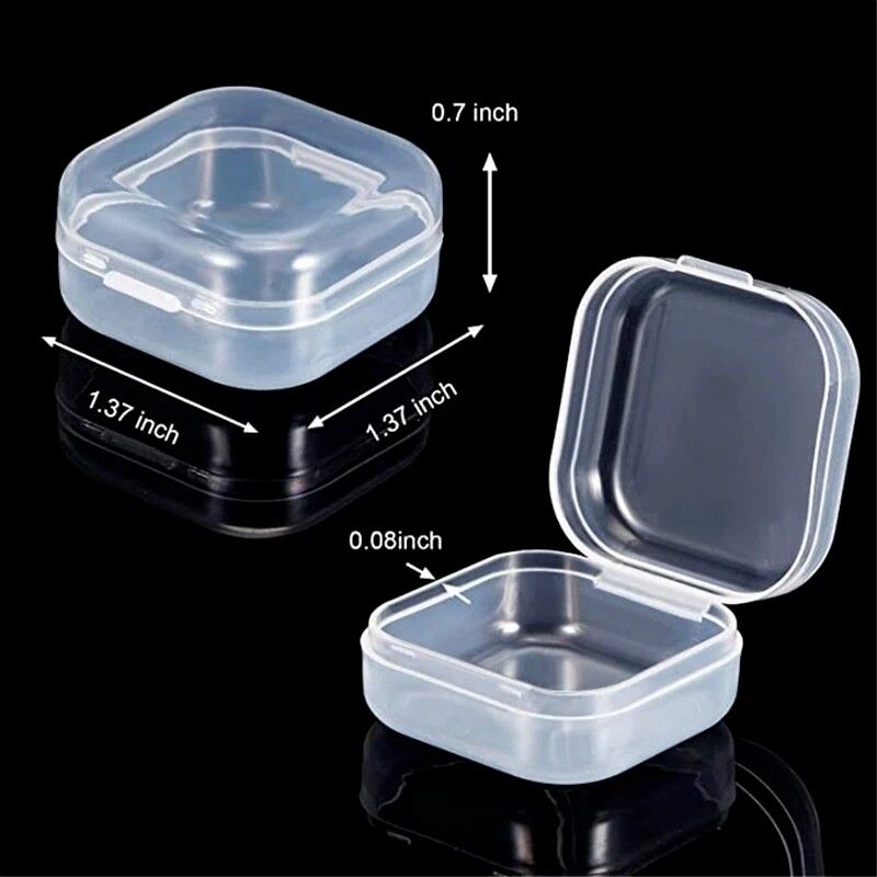 10Pcs Mini Jewelry Box Plastic Transparent Earrings Rings Storage Case
