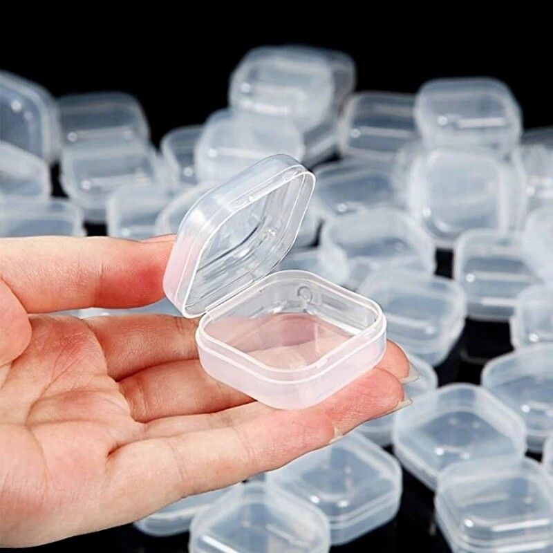 10Pcs Mini Jewelry Box Plastic Transparent Earrings Rings Storage Case